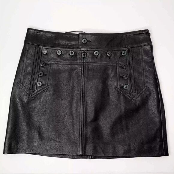 Ralph Lauren Black Lambskin Sailor Mini Skirt - Picture 1 of 16